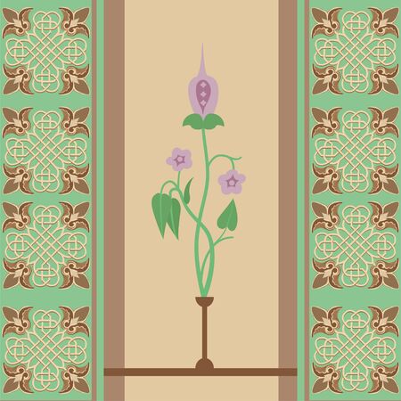 Seamless symmetrical, floral ornament in Euroean styleのイラスト素材