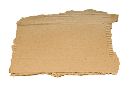 Blank torn piece of corrugated cardboard   Can be used as a business concept   Isolated on white の写真素材