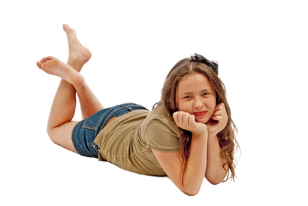 Girl Posing And Smiling Isolated の写真素材