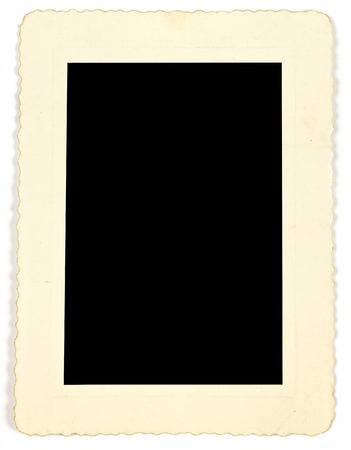 Antique Photo Frame With Deckle Edges On White Backgroundの写真素材