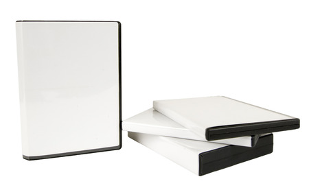 Blank White DVD Cases With Stack Of Casesの写真素材