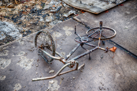 A Child's Bicycle Destroyed By the Gatlinburg Forest Fire.の写真素材