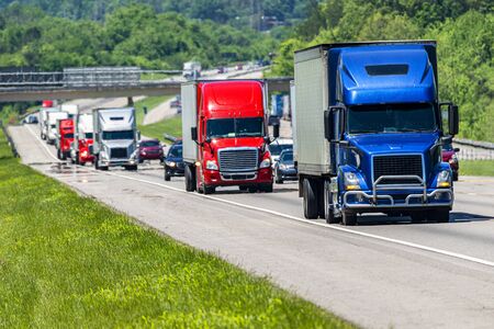 Horizontal shot of an interstate highway in the summer.の写真素材