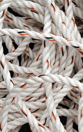 tangle of white ropeの写真素材