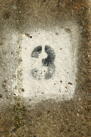 number sprayed on a concrete wallの写真素材