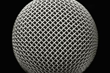 close-up studio microphone abstract on blackの写真素材
