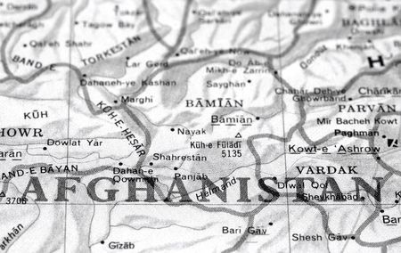 close-up map detail of afghanistanの写真素材