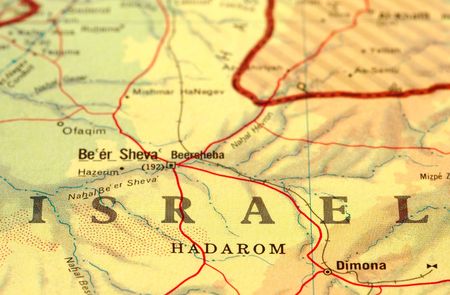 close-up map detail of Israelの写真素材