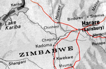 close-up map detail of Zimbabweの写真素材