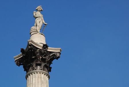 nelson's column memorial statue in londonの写真素材