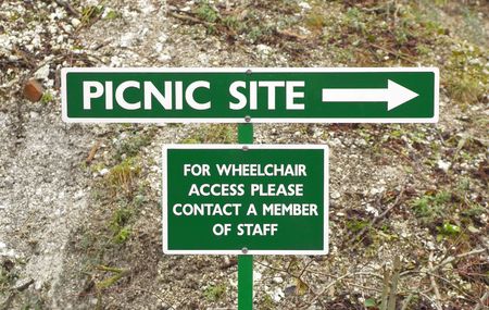 picnic area wheelchair access signの写真素材