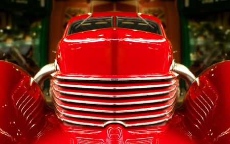 vintage red muscle car abstractの写真素材