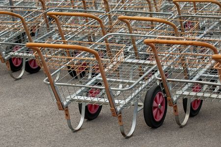 unusual shopping carts ready to be filledの写真素材