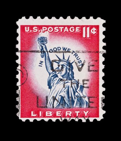 U.S.A - circa 1961: liberty statue 11 cent mail stampの写真素材