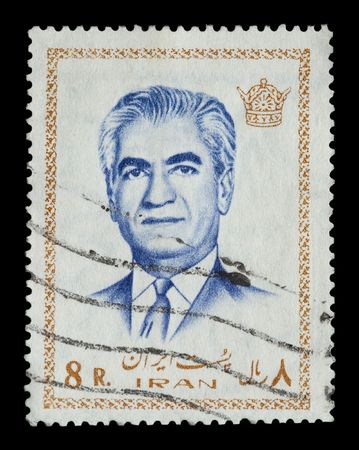 IRAN stamp featuring the last Shah before the revolutionのeditorial素材