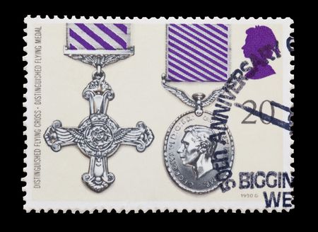 british mail stamp featuring the Distinguished Flying gallantry medalsの写真素材