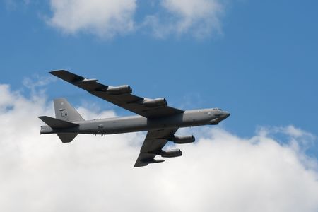 Farnborough International Airshow, UK - July 24, 2010: Flypass by USAF longrange B-52 Stratofortress...