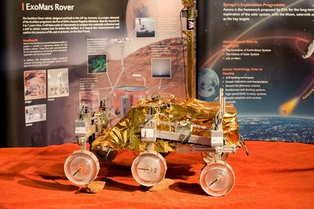 FARNBOROUGH AIRSHOW, UK - JULY 25, 2010: Demonstration by the ESA ExoMars Rover vehicle. のeditorial素材