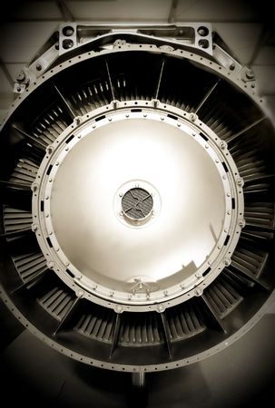 aircraft jet engine abstract with a sepia tintの写真素材
