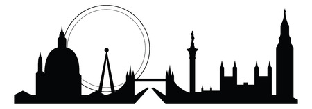 skyline silhouette of famous london city landmarksのイラスト素材
