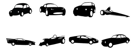 silhouette illustrations of various automobile body stylesのイラスト素材