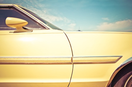 retro styled vehicle panel closeup circa 1960's eraの写真素材