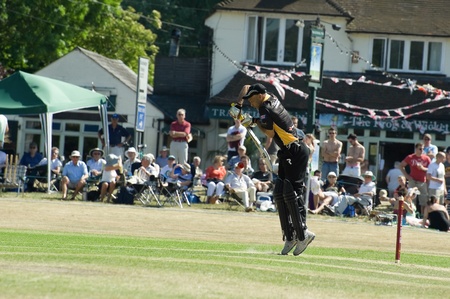 Eversley, UK - June 3, 2011: Former West Indies cricketer Jimmy Adams batting for the Lashings World XI at a charity pro-am event in Eversley, UKのeditorial素材
