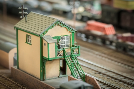 signal box and controller on a miniature model railwayの写真素材
