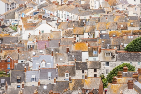 aerial rooftop abstract of buildings in Portland Bill near Weymouth, UK