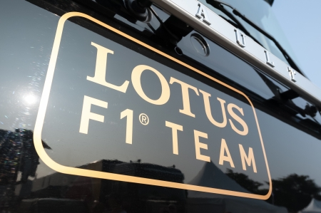 Goodwood, UK - July 13, 2013: Closeup of a Lotus F1 team transporter truck at the Festival of Speed event held at Goodwood, UKのeditorial素材
