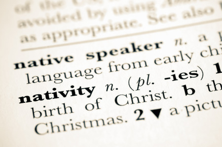 dictionary definition of the nativity birth of christの写真素材