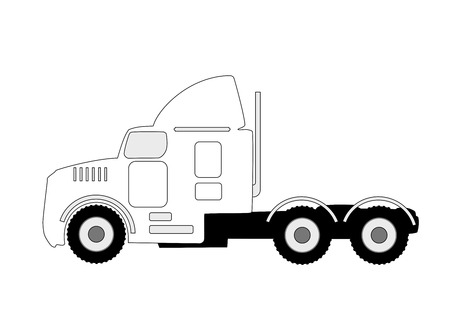 large semi truck silhouette illustration on whiteのイラスト素材