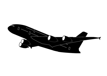 passenger jet airliner silhouette illustrationのイラスト素材