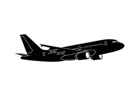 passenger jet airliner silhouette illustrationのイラスト素材