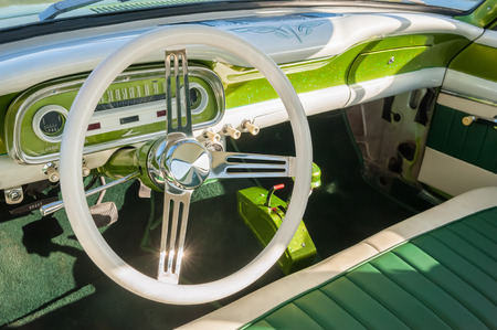 interior detail of a retro 1950s automobileの写真素材