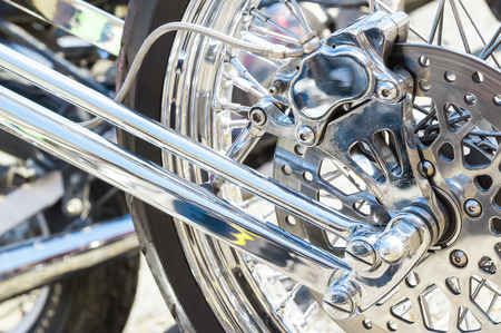 chopper motorcycle front wheel and brake assemblyの写真素材