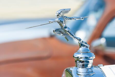 Native American hood ornament on a vintage Buick automobile in Rushmoor, Uk on April 19, 2019のeditorial素材