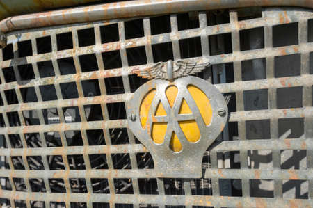 Vintage Automobile Association badge on a rusting classic vehicle - circa 1960 in Rushmoor, UK - April 19, 2019のeditorial素材
