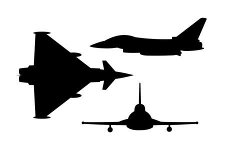 modern fighter jet vector silhouettesのイラスト素材