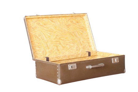 old suitcase isolated on white background の写真素材