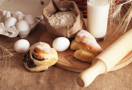 ingredients for the baking of breadの写真素材