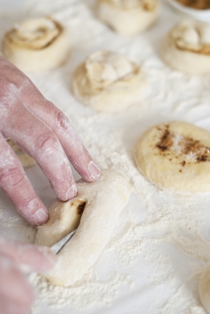 Making cinnamon rollsの写真素材