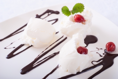 Three scoops of ice creamの写真素材