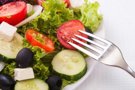 Salad with feta and greek olivesの写真素材