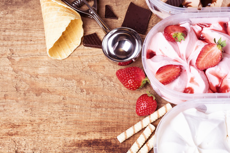 Strawberry, vanilla & chocolate Ice cream background