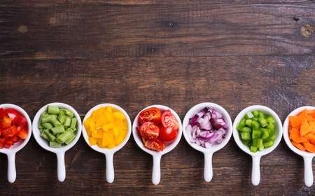 Sliced of vegetables (pepper , tomato , asparagus , cucumber , onions)