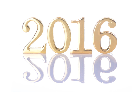 Golden Christmas numbers 2016 isolated on wjite background