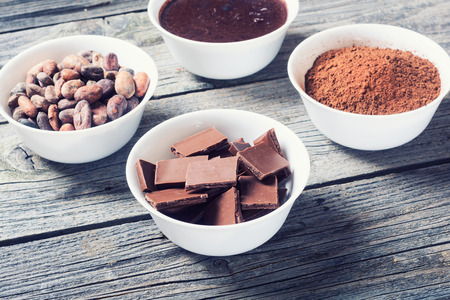 Stages preparation of chocolate from cocoa beansの写真素材
