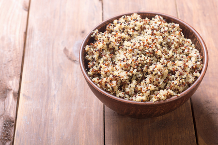 Healthy colorful cooked quinoa . Superfood backgroundの写真素材