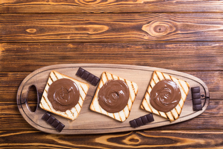 nut nougat cream sandwich with chocolateの写真素材